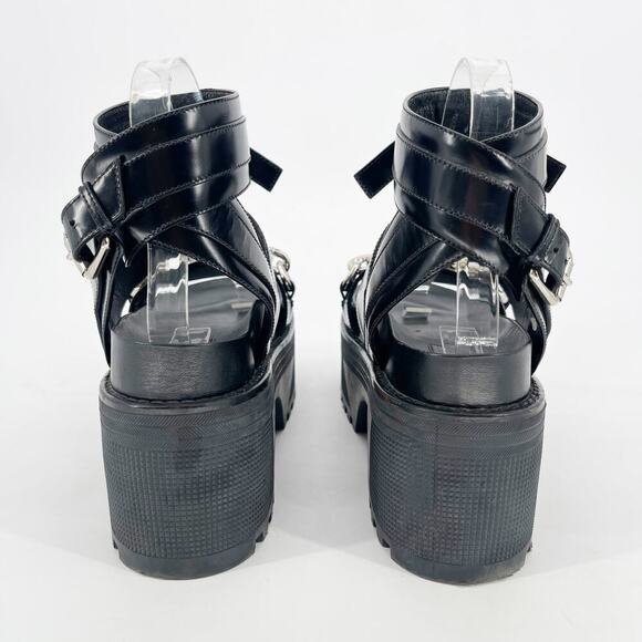Louis Vuitton Black Leather Samourai Platform Chain Link Chunky Sandal EU 37 - Picture 10 of 15